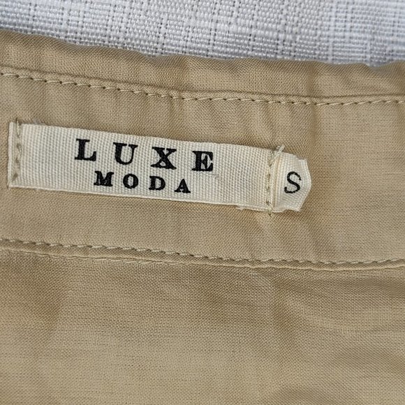 Luxe Moda Tan‎ Emroidered Shirt S 100% Cotton - Picture 7 of 8
